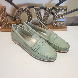 Marc Joseph Women's Mint Green Leather Moccasins Union Slip-On Golf Shoes Sz 11